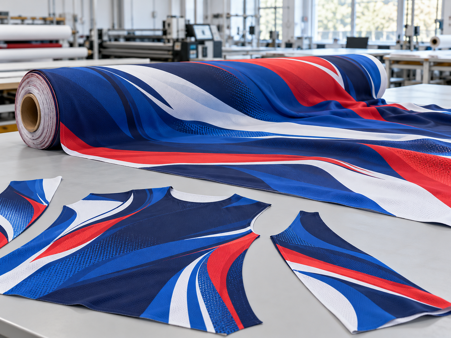 Sublimated polyester fabric ready for laser cutting